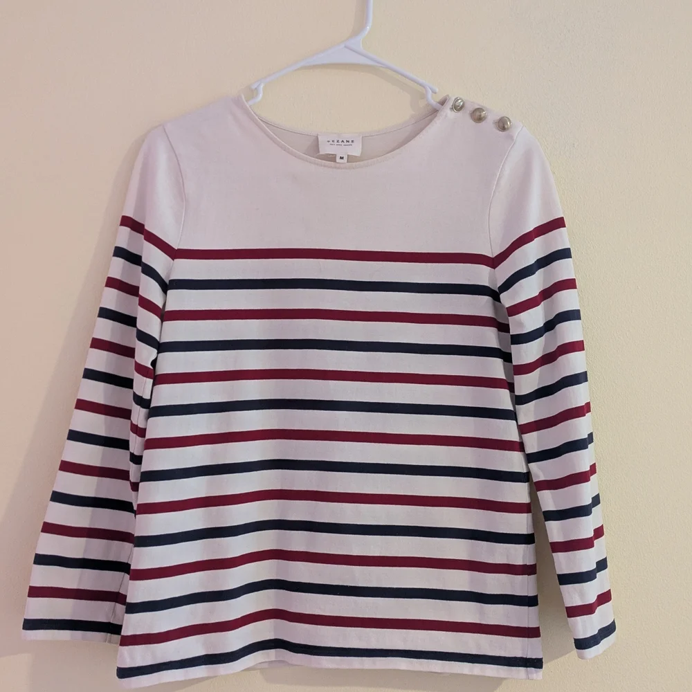 Striped Button-Shoulder Top - Picture 2 of 3